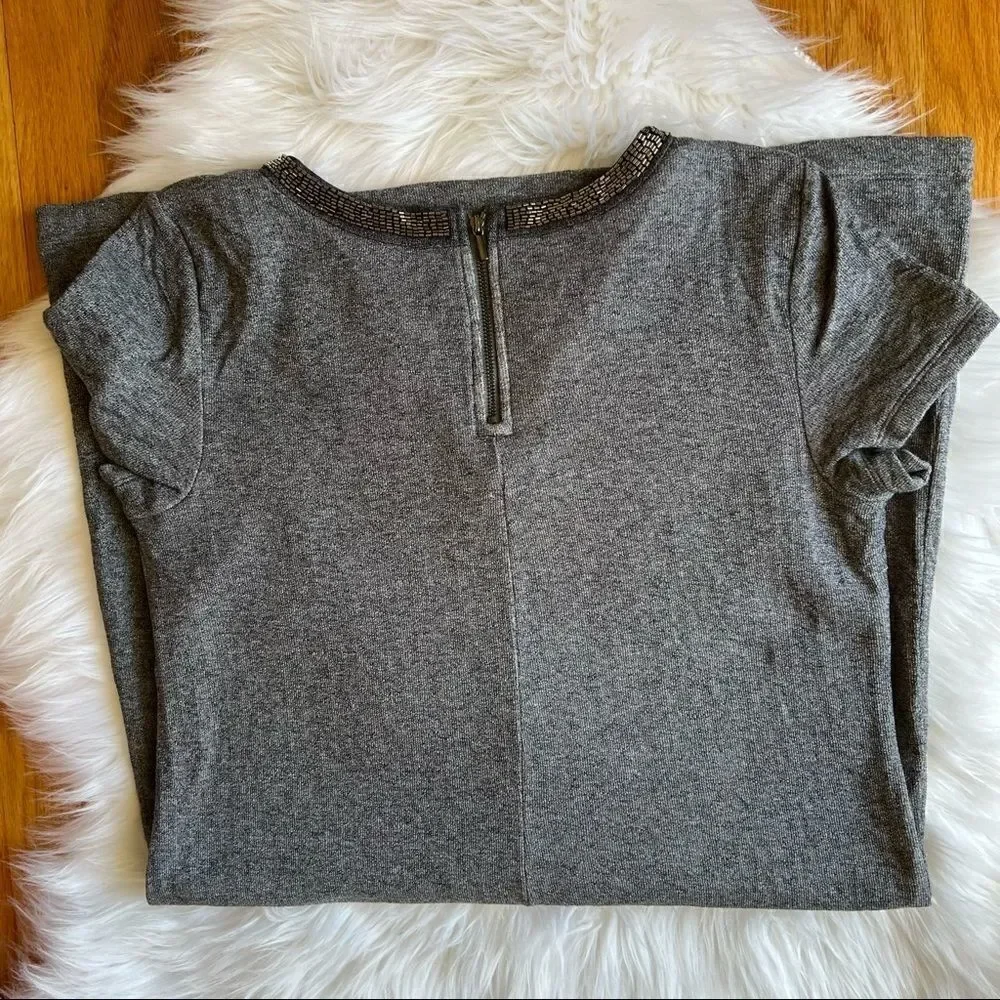 Women’s Loft Gray Dress w Decorative Neckline Smallq